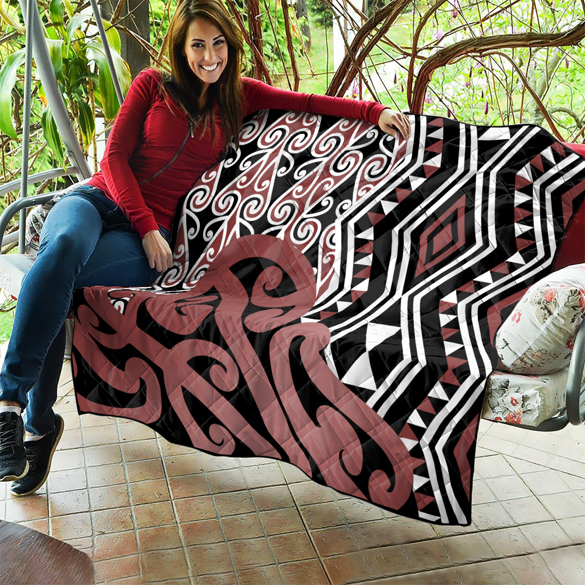 New Zealand Quilt Aotearoa Kowhaiwhai Mix Taniko Art LT14 - Polynesian Pride