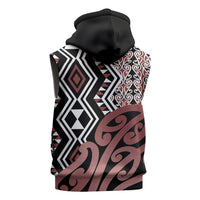 New Zealand Sleeveless Hoodie Aotearoa Kowhaiwhai Mix Taniko Art LT14 - Polynesian Pride