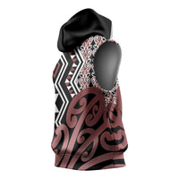 New Zealand Sleeveless Hoodie Aotearoa Kowhaiwhai Mix Taniko Art LT14 - Polynesian Pride