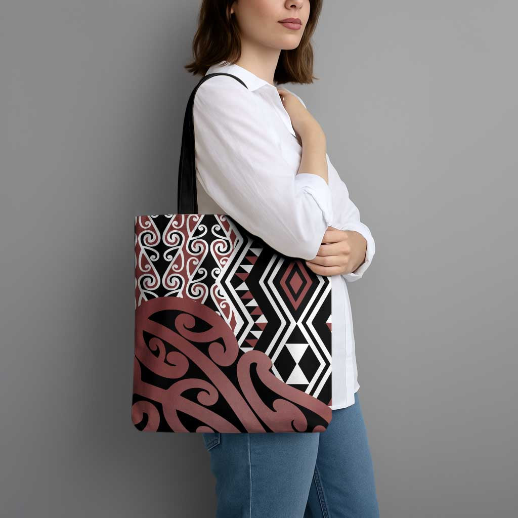 New Zealand Tote Bag Aotearoa Kowhaiwhai Mix Taniko Art - Polynesian Pride