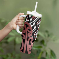 New Zealand Tumbler With Handle Aotearoa Kowhaiwhai Mix Taniko Art - Brown LT14 - Polynesian Pride