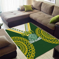 Avaiki Cook Islands Rugby Area Rug Kuki Airani Tatau Green LT14 - Polynesian Pride