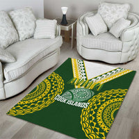 Avaiki Cook Islands Rugby Area Rug Kuki Airani Tatau Green LT14 - Polynesian Pride