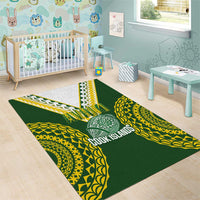Avaiki Cook Islands Rugby Area Rug Kuki Airani Tatau Green LT14 - Polynesian Pride
