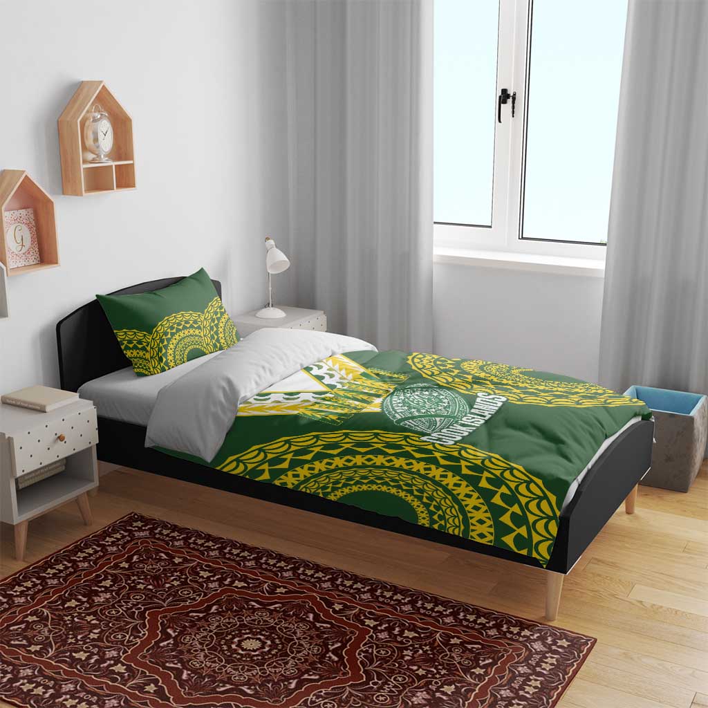 Avaiki Cook Islands Rugby Bedding Set Kuki Airani Tatau Green - Polynesian Pride