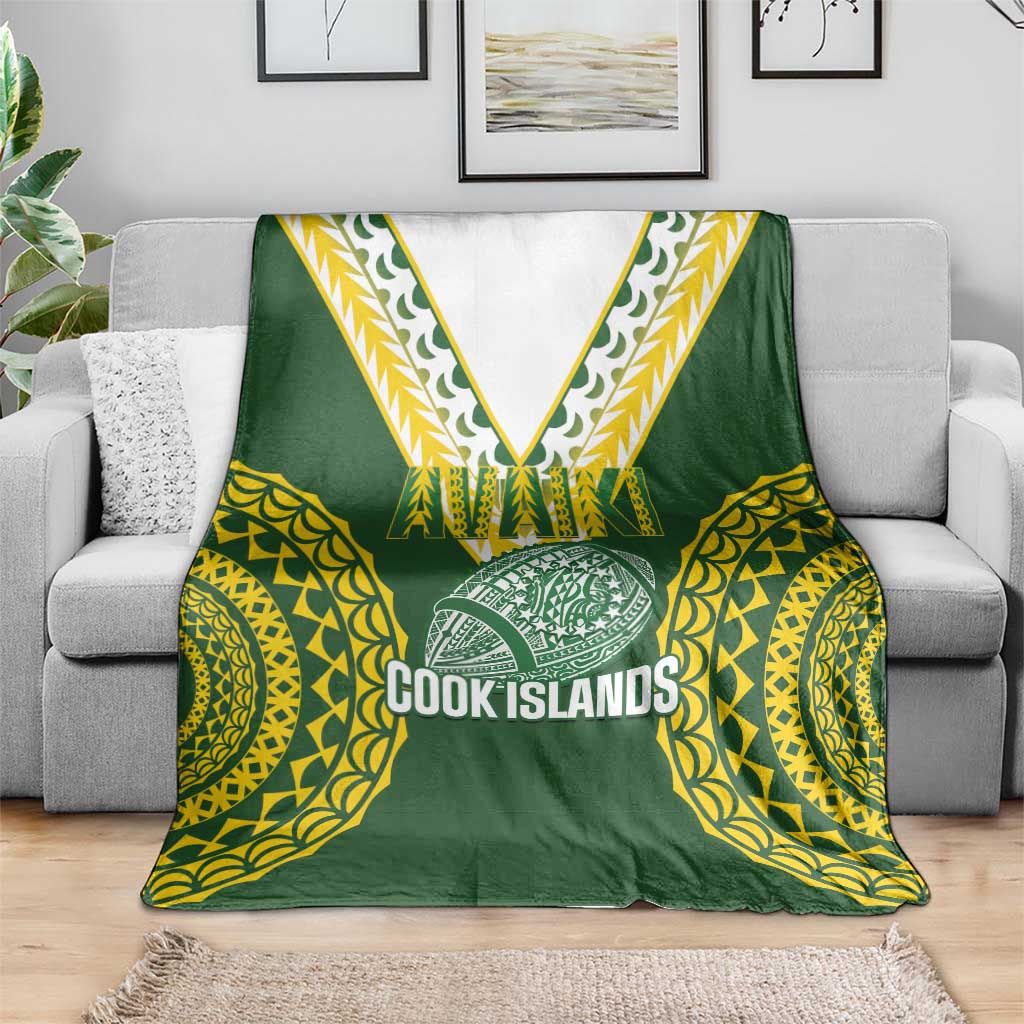 Avaiki Cook Islands Rugby Blanket Kuki Airani Tatau Green LT14 - Polynesian Pride