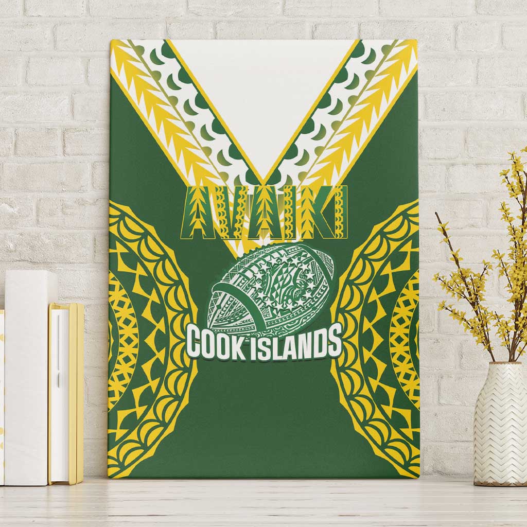 Avaiki Cook Islands Rugby Canvas Wall Art Kuki Airani Tatau Green LT14 Without Frame Green - Polynesian Pride