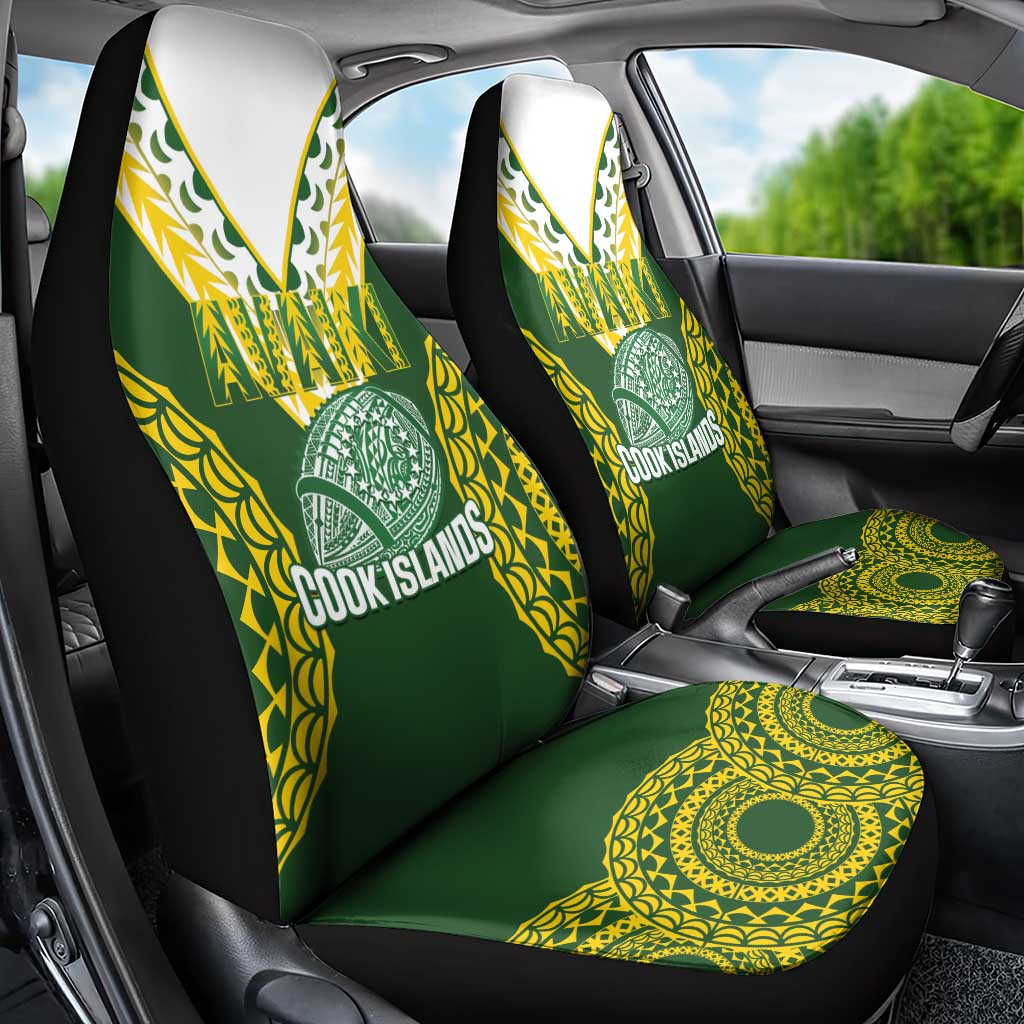 Avaiki Cook Islands Rugby Car Seat Cover Kuki Airani Tatau Green LT14 - Polynesian Pride