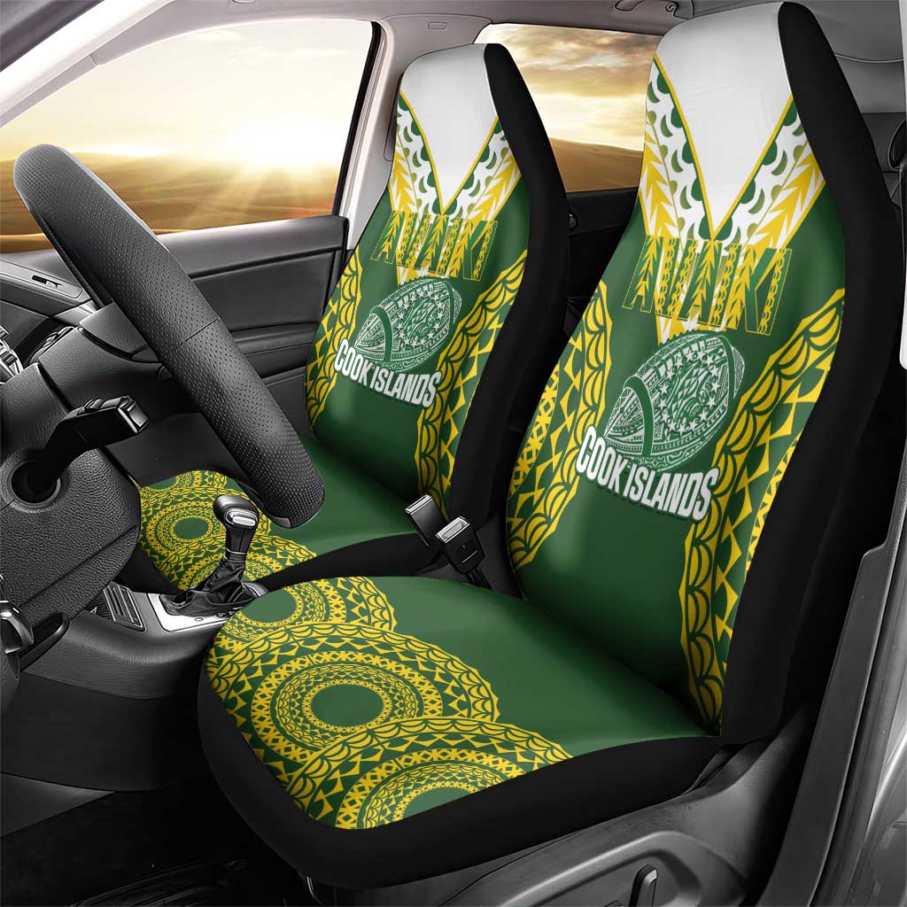 Avaiki Cook Islands Rugby Car Seat Cover Kuki Airani Tatau Green LT14 - Polynesian Pride