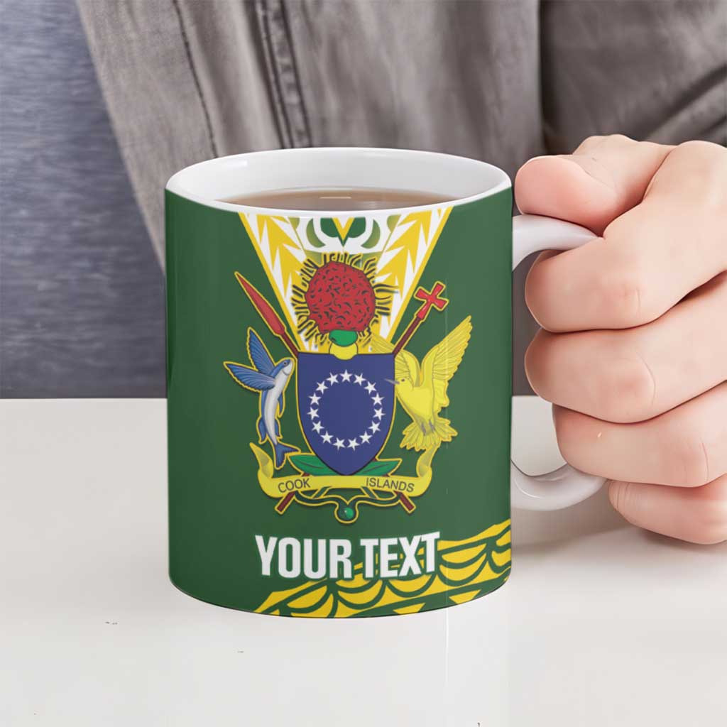 Custom Avaiki Cook Islands Rugby Ceramic Mug Kuki Airani Tatau Green - Polynesian Pride