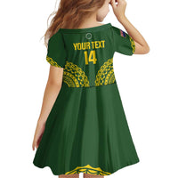 Custom Avaiki Cook Islands Rugby Family Matching Off Shoulder Short Dress and Hawaiian Shirt Kuki Airani Tatau Green LT14 - Polynesian Pride