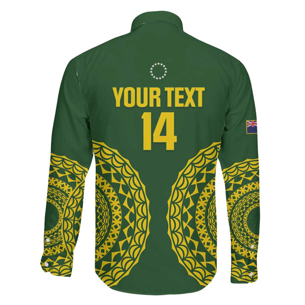 Custom Avaiki Cook Islands Rugby Family Matching Off Shoulder Short Dress and Hawaiian Shirt Kuki Airani Tatau Green LT14 - Polynesian Pride