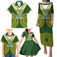Custom Avaiki Cook Islands Rugby Family Matching Puletasi and Hawaiian Shirt Kuki Airani Tatau Green LT14 - Polynesian Pride