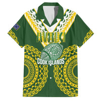 Custom Avaiki Cook Islands Rugby Family Matching Summer Maxi Dress and Hawaiian Shirt Kuki Airani Tatau Green LT14 Dad's Shirt - Short Sleeve Green - Polynesian Pride