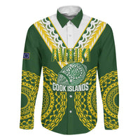 Custom Avaiki Cook Islands Rugby Family Matching Summer Maxi Dress and Hawaiian Shirt Kuki Airani Tatau Green LT14 Dad's Shirt - Long Sleeve Green - Polynesian Pride