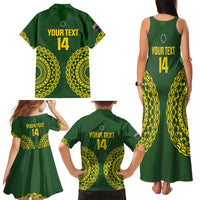 Custom Avaiki Cook Islands Rugby Family Matching Tank Maxi Dress and Hawaiian Shirt Kuki Airani Tatau Green LT14 - Polynesian Pride