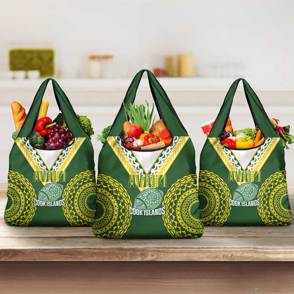 Avaiki Cook Islands Rugby Grocery Bag Kuki Airani Tatau Green - Polynesian Pride