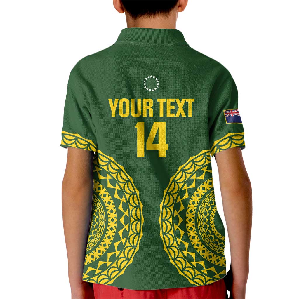 Custom Avaiki Cook Islands Rugby Kid Polo Shirt Kuki Airani Tatau Green - Polynesian Pride