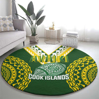 Avaiki Cook Islands Rugby Round Carpet Kuki Airani Tatau Green LT14 - Polynesian Pride