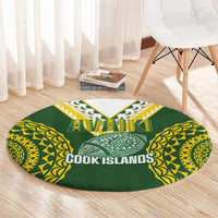 Avaiki Cook Islands Rugby Round Carpet Kuki Airani Tatau Green LT14 - Polynesian Pride
