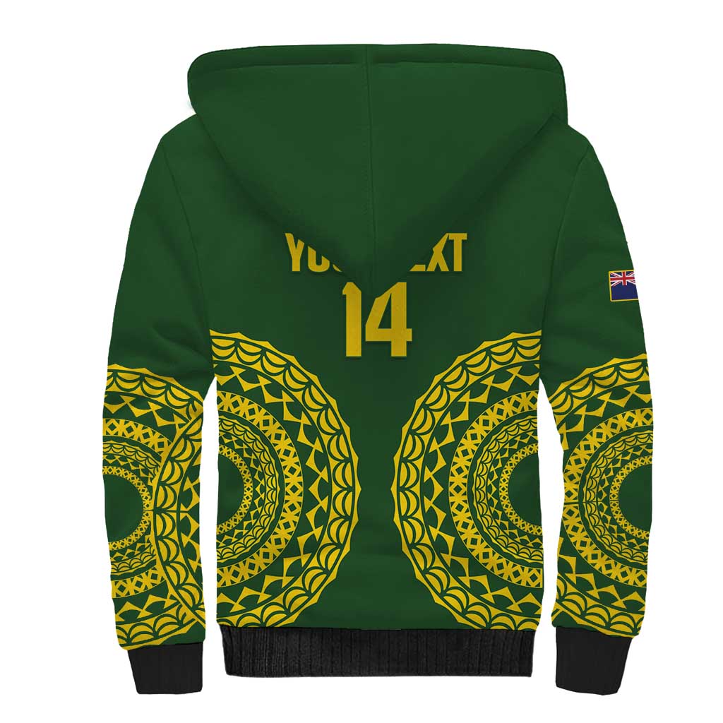 Custom Avaiki Cook Islands Rugby Sherpa Hoodie Kuki Airani Tatau Green LT14 - Polynesian Pride