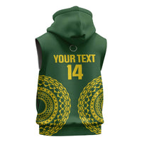 Custom Avaiki Cook Islands Rugby Sleeveless Hoodie Kuki Airani Tatau Green LT14 - Polynesian Pride