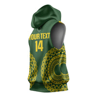 Custom Avaiki Cook Islands Rugby Sleeveless Hoodie Kuki Airani Tatau Green LT14 - Polynesian Pride
