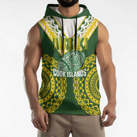 Custom Avaiki Cook Islands Rugby Sleeveless Hoodie Kuki Airani Tatau Green LT14 - Polynesian Pride