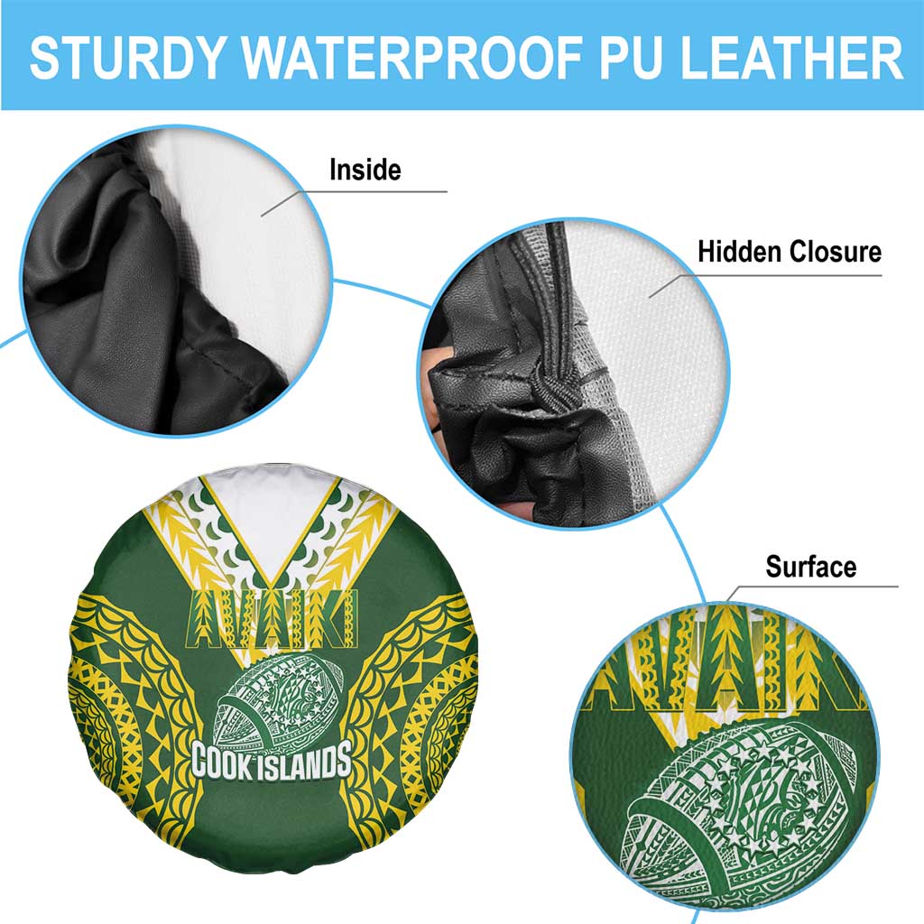 Avaiki Cook Islands Rugby Spare Tire Cover Kuki Airani Tatau Green LT14 - Polynesian Pride