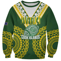 Custom Avaiki Cook Islands Rugby Sweatshirt Kuki Airani Tatau Green LT14 Unisex Green - Polynesian Pride