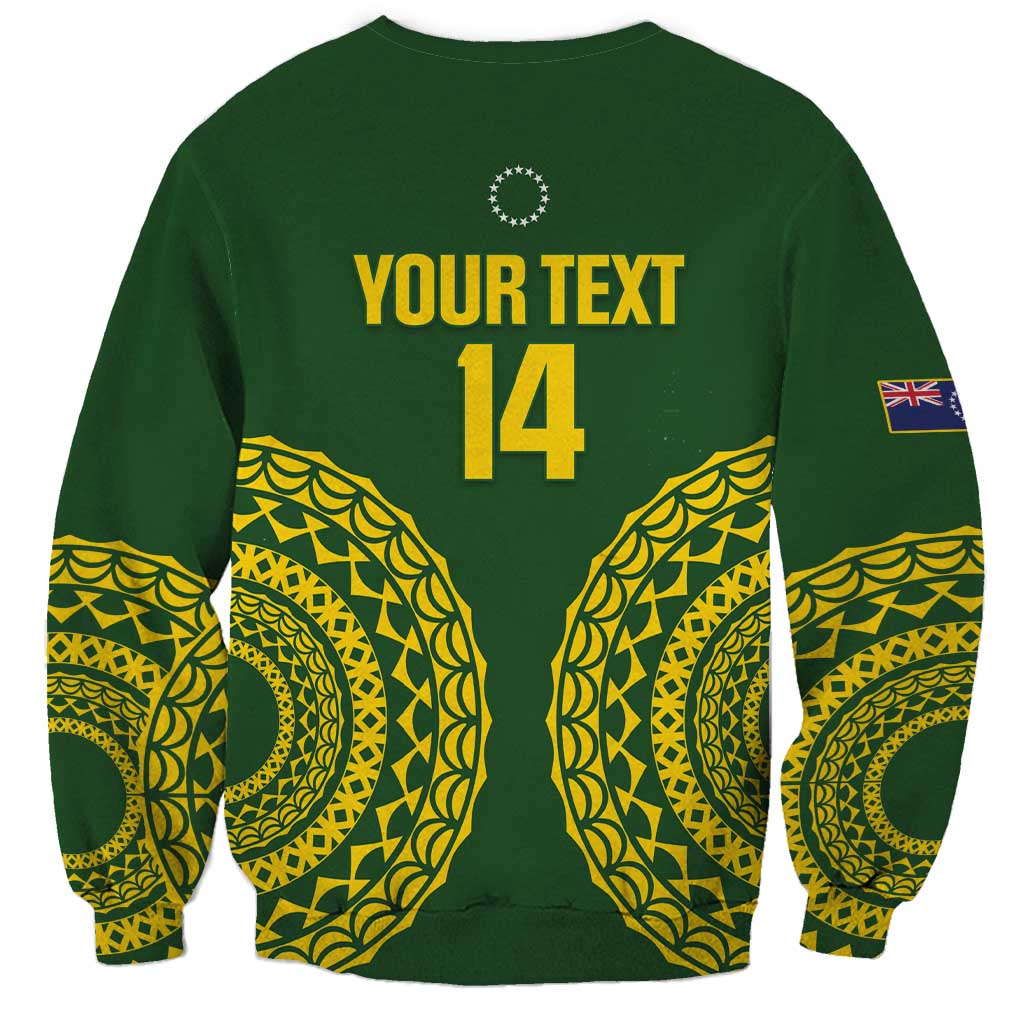 Custom Avaiki Cook Islands Rugby Sweatshirt Kuki Airani Tatau Green LT14 - Polynesian Pride