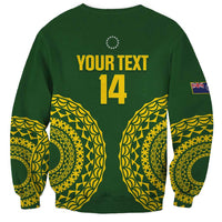 Custom Avaiki Cook Islands Rugby Sweatshirt Kuki Airani Tatau Green LT14 - Polynesian Pride