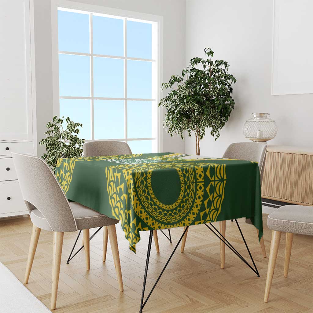 Avaiki Cook Islands Rugby Tablecloth Kuki Airani Tatau Green - Polynesian Pride