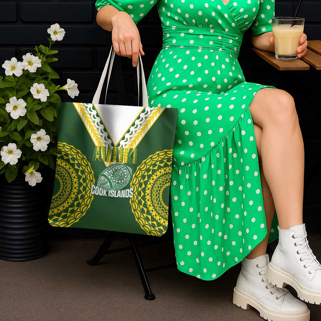 Avaiki Cook Islands Rugby Tote Bag Kuki Airani Tatau Green - Polynesian Pride