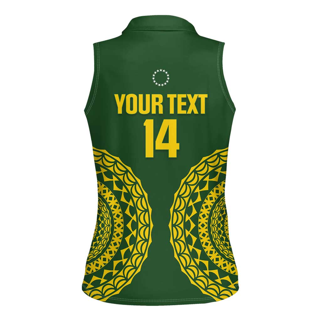Custom Avaiki Cook Islands Rugby Women Sleeveless Polo Shirt Kuki Airani Tatau Green LT14 - Polynesian Pride