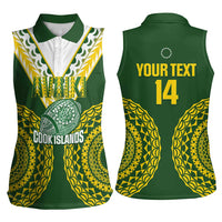 Custom Avaiki Cook Islands Rugby Women Sleeveless Polo Shirt Kuki Airani Tatau Green LT14 - Polynesian Pride