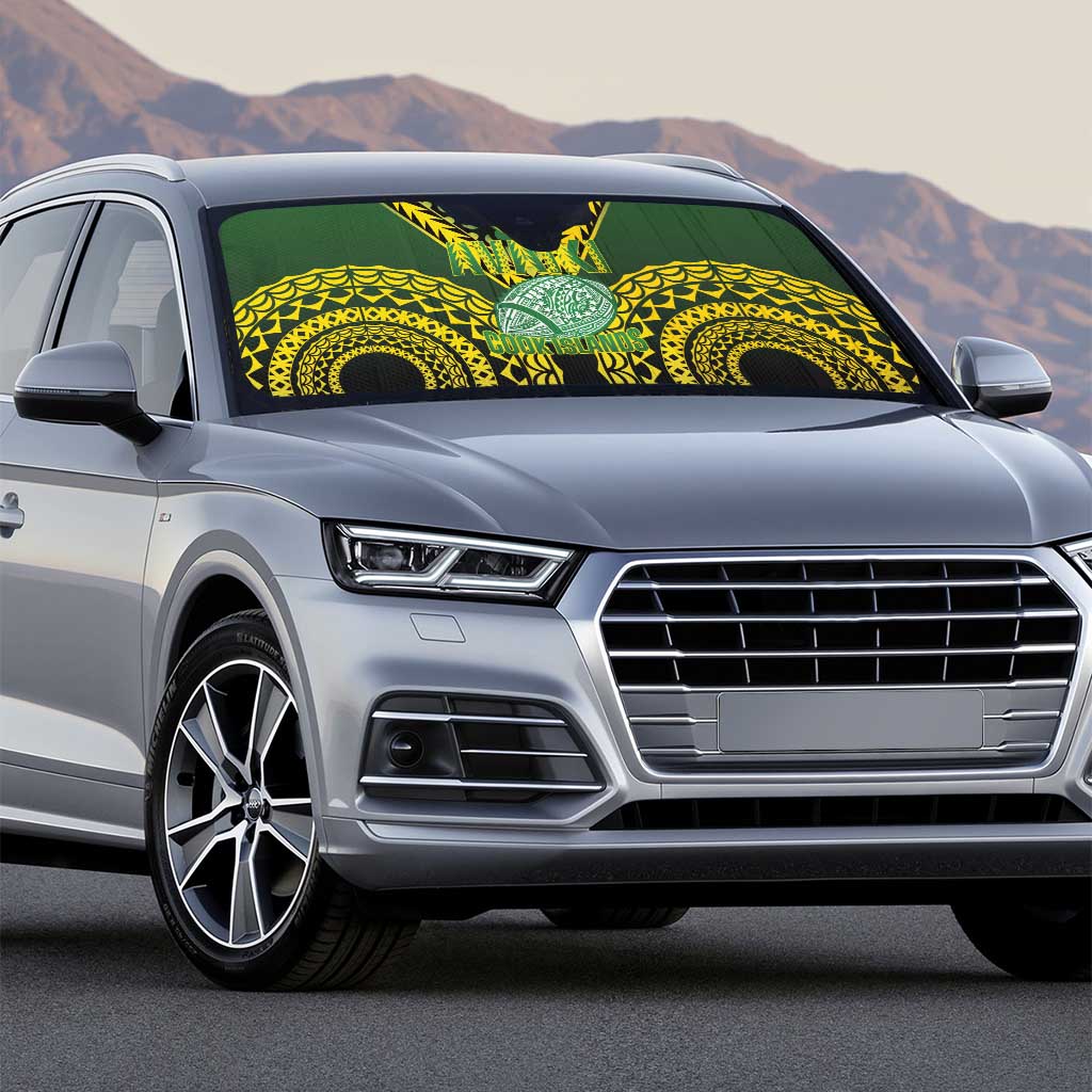 Avaiki Cook Islands Rugby Auto Sun Shade Kuki Airani Tatau Black LT14 - Polynesian Pride
