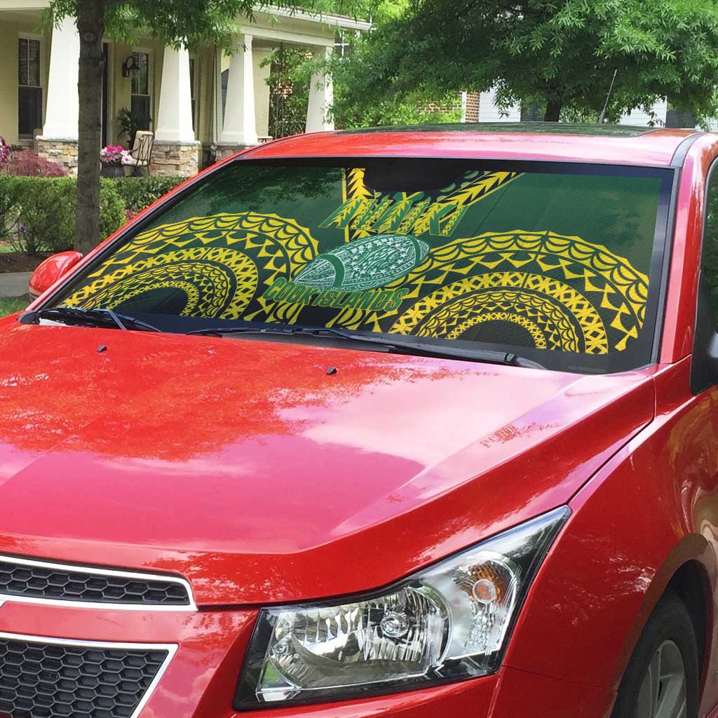 Avaiki Cook Islands Rugby Auto Sun Shade Kuki Airani Tatau Black LT14 - Polynesian Pride