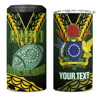 Custom Avaiki Cook Islands Rugby 4 in 1 Can Cooler Tumbler Kuki Airani Tatau Black LT14 One Size: 16 oz Black - Polynesian Pride