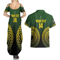 Custom Avaiki Cook Islands Rugby Couples Matching Summer Maxi Dress and Hawaiian Shirt Kuki Airani Tatau Black LT14 - Polynesian Pride