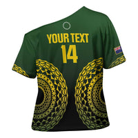 Custom Avaiki Cook Islands Rugby Cross Shoulder Shirt Kuki Airani Tatau Black - Polynesian Pride