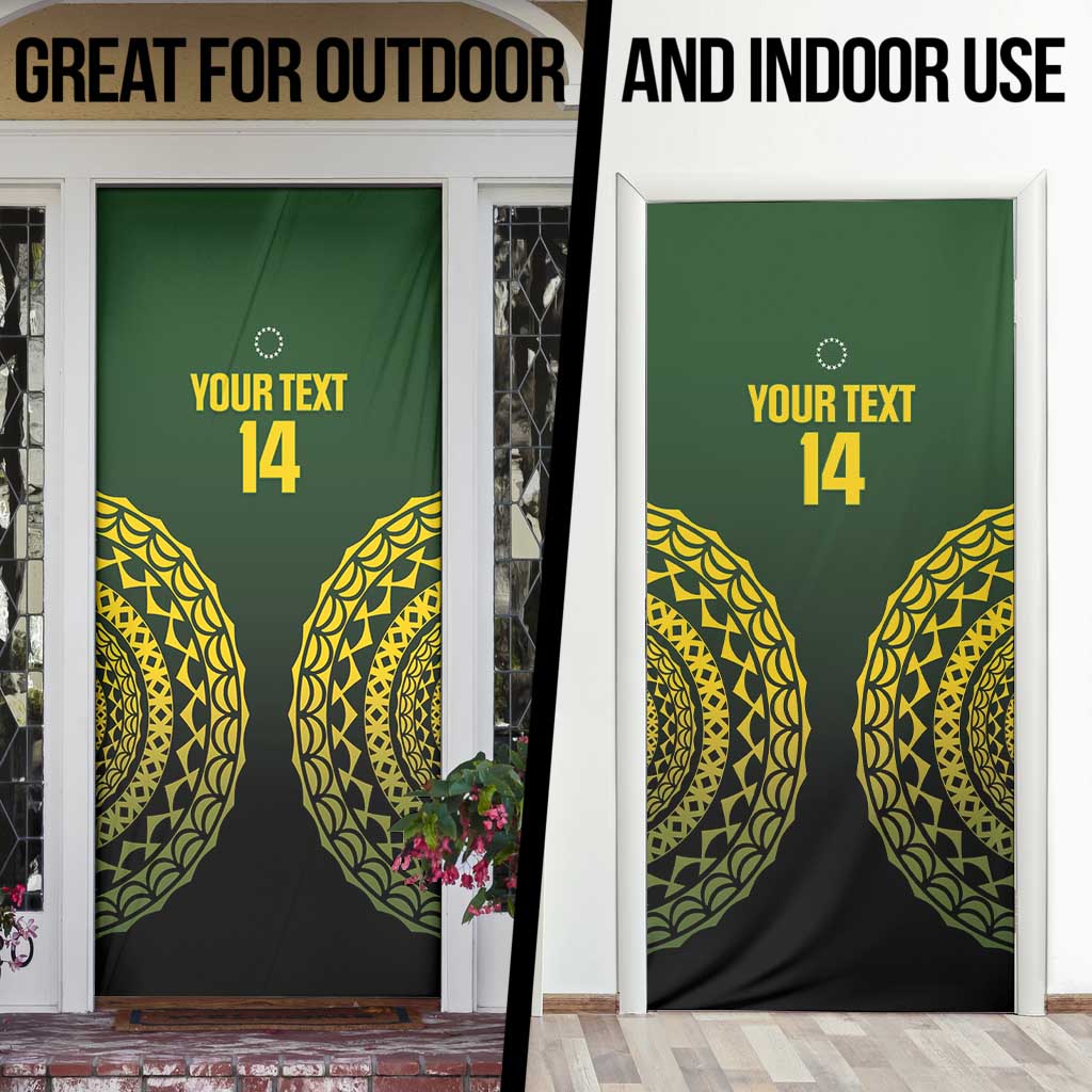 Custom Avaiki Cook Islands Rugby Door Cover Kuki Airani Tatau Black - Polynesian Pride