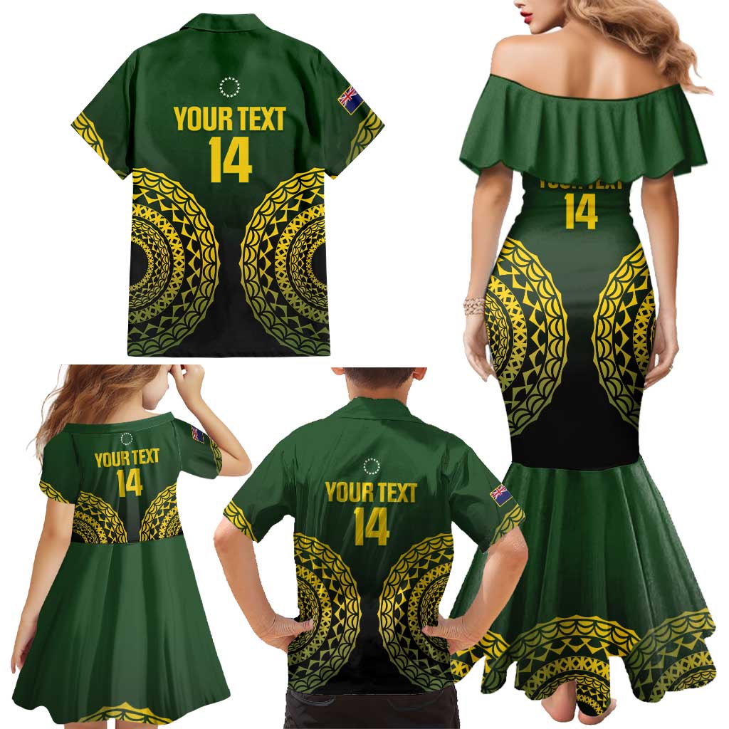 Custom Avaiki Cook Islands Rugby Family Matching Mermaid Dress and Hawaiian Shirt Kuki Airani Tatau Black LT14 - Polynesian Pride