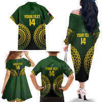 Custom Avaiki Cook Islands Rugby Family Matching Off The Shoulder Long Sleeve Dress and Hawaiian Shirt Kuki Airani Tatau Black LT14 - Polynesian Pride