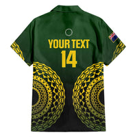 Custom Avaiki Cook Islands Rugby Family Matching Off Shoulder Short Dress and Hawaiian Shirt Kuki Airani Tatau Black LT14 - Polynesian Pride