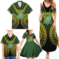 Custom Avaiki Cook Islands Rugby Family Matching Summer Maxi Dress and Hawaiian Shirt Kuki Airani Tatau Black LT14 - Polynesian Pride