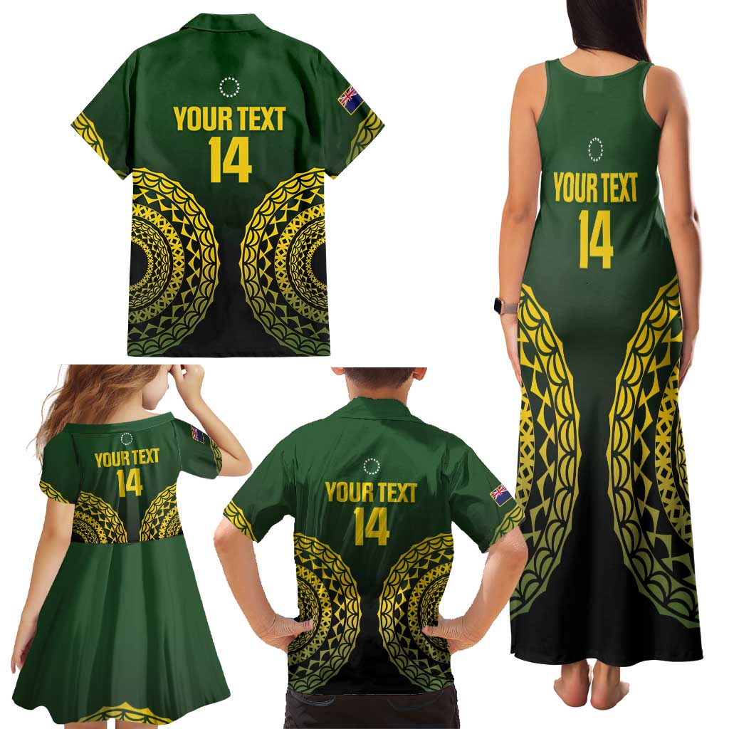Custom Avaiki Cook Islands Rugby Family Matching Tank Maxi Dress and Hawaiian Shirt Kuki Airani Tatau Black LT14 - Polynesian Pride