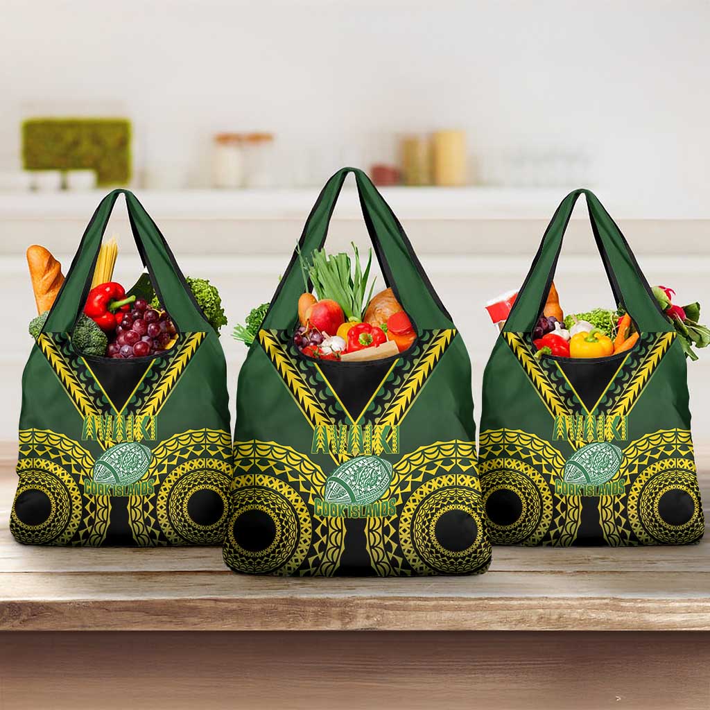 Avaiki Cook Islands Rugby Grocery Bag Kuki Airani Tatau Black - Polynesian Pride