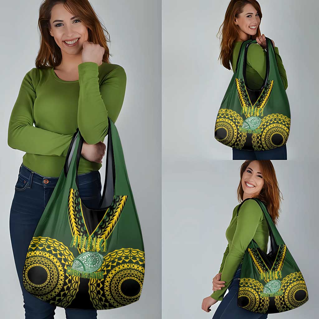 Avaiki Cook Islands Rugby Grocery Bag Kuki Airani Tatau Black - Polynesian Pride