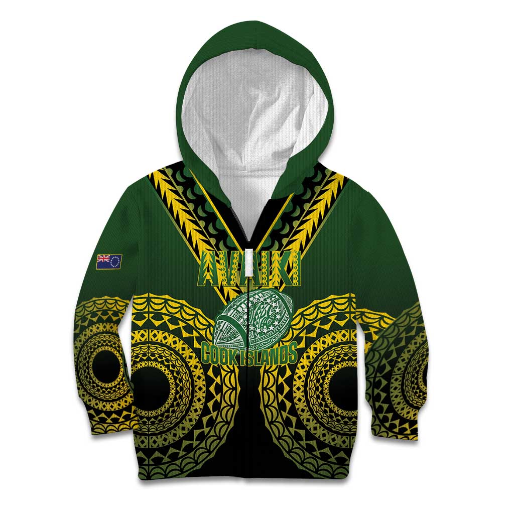 Custom Avaiki Cook Islands Rugby Kid Hoodie Kuki Airani Tatau Black - Polynesian Pride